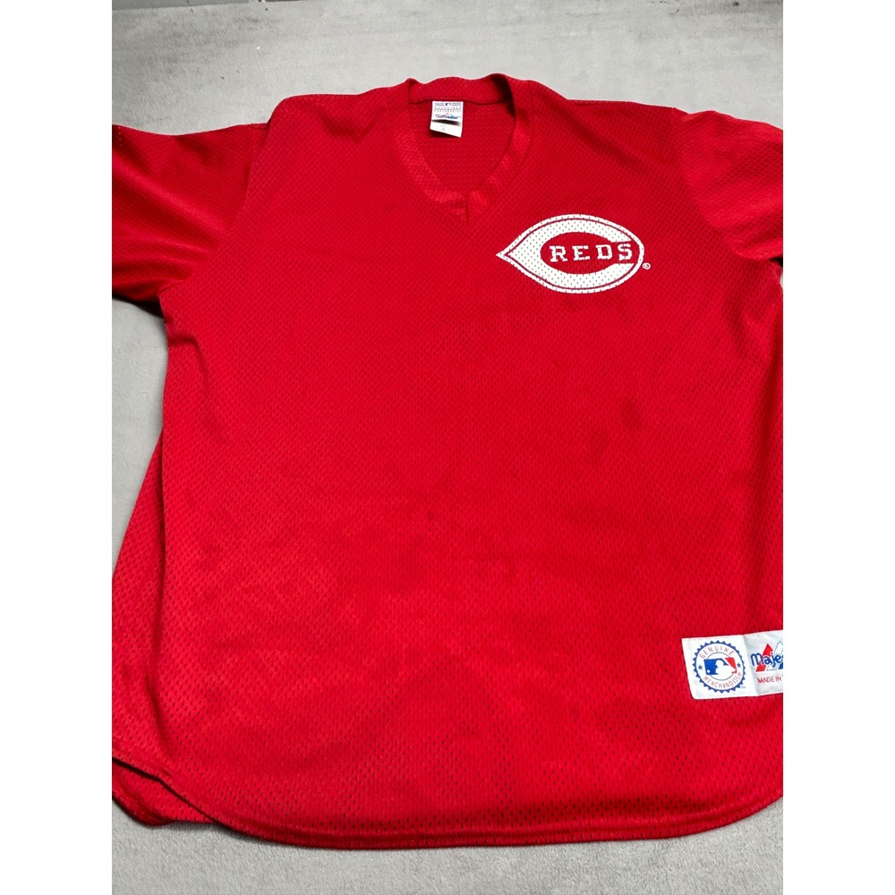 VTG Majestic Cincinnati Reds MLB Mesh Baseball Jersey Red Mens XL Made in USA